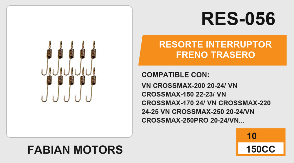 RESORTE INTERRUPTOR FRENO TRASERO (10pzs)