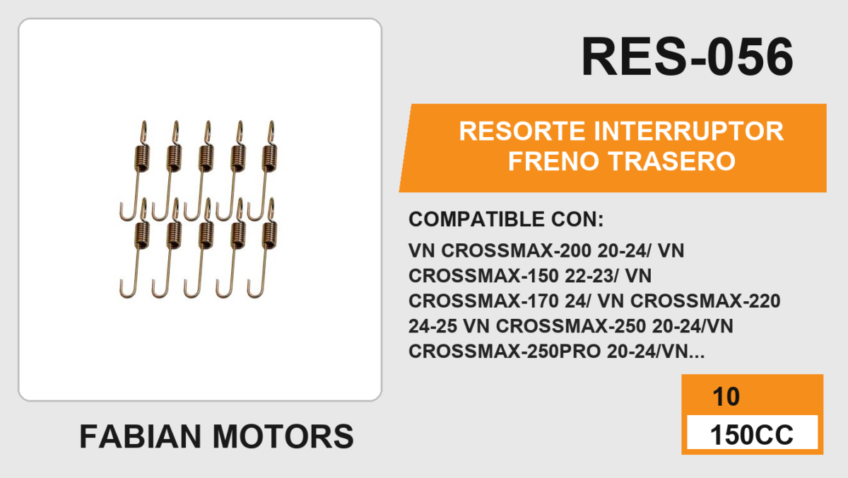 RESORTE INTERRUPTOR FRENO TRASERO (10pzs)