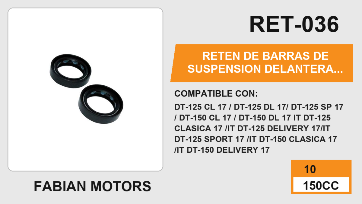 RETEN DE BARRAS DE SUSPENSION DELANTERA 27 X 37 X 10.5