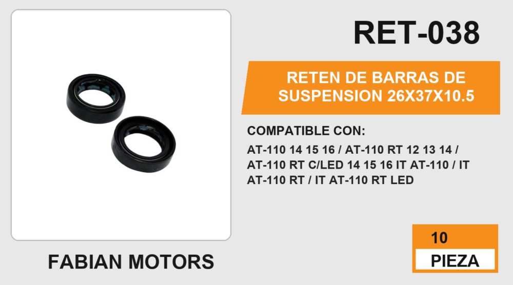 RETEN DE BARRAS DE SUSPENSION 26 X 37 X 10.5