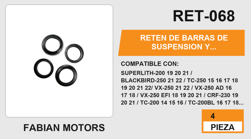 RETEN DE BARRAS DE SUSPENSION Y CUBREPOLVO