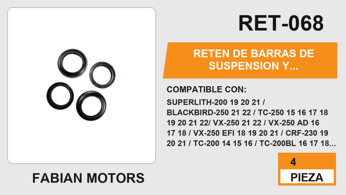 RETEN DE BARRAS DE SUSPENSION Y CUBREPOLVO
