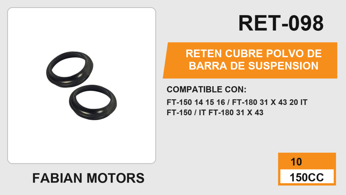 RETEN CUBRE POLVO DE BARRA DE SUSPENSION