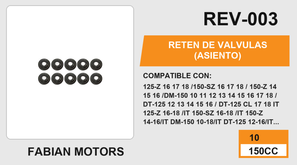 RETEN DE VALVULAS (ASIENTO)