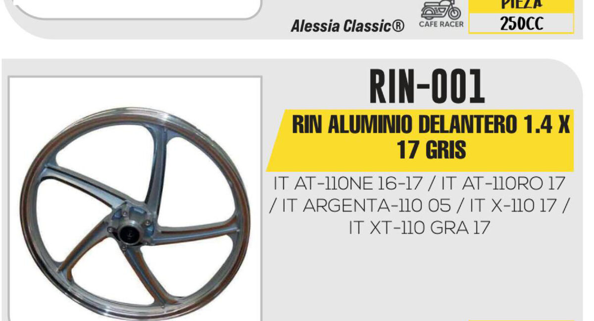 RIN ALUMINIO DELANTERO 1.4 X 17 GRIS 17"