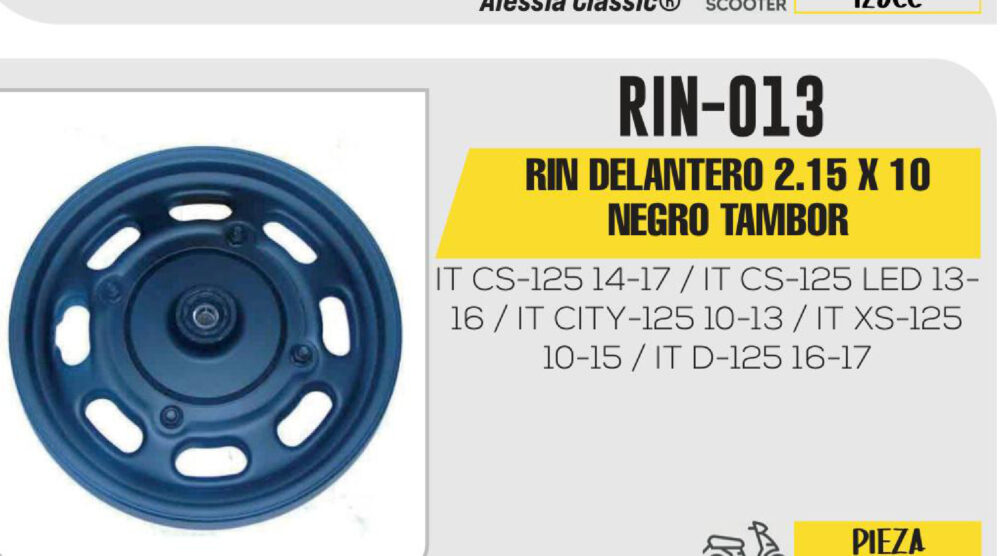 RIN DELANTERO 2.15 X 10 NEGRO TAMBOR 10"