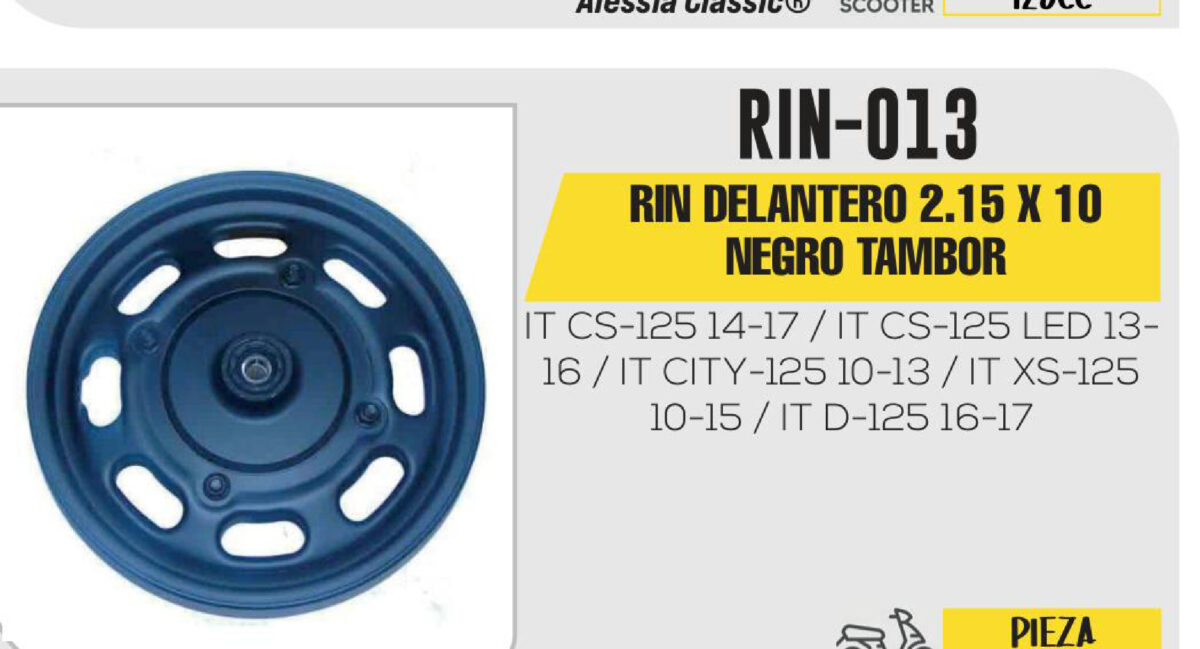 RIN DELANTERO 2.15 X 10 NEGRO TAMBOR 10"