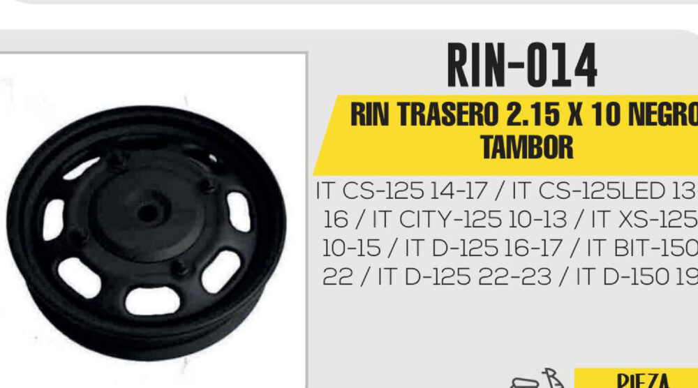 RIN TRASERO 2.15 X 10 NEGRO TAMBOR 10"
