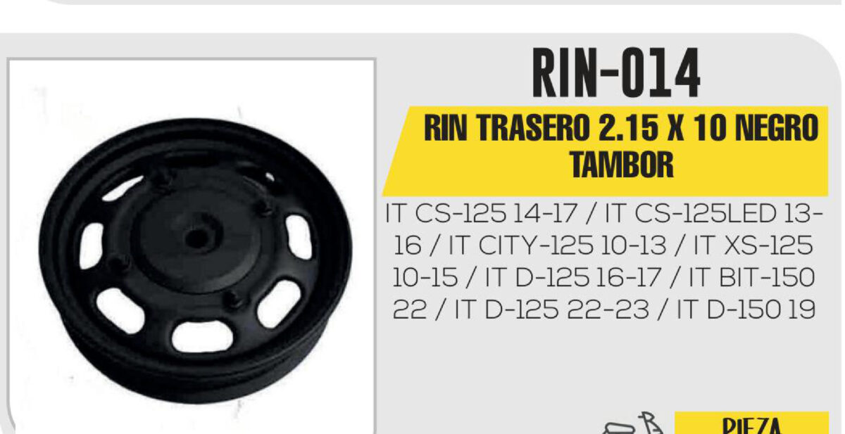 RIN TRASERO 2.15 X 10 NEGRO TAMBOR 10"
