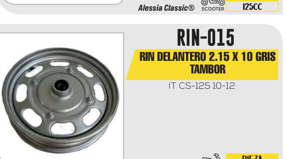 RIN DELANTERO 2.15 X 10 GRIS TAMBOR 10"