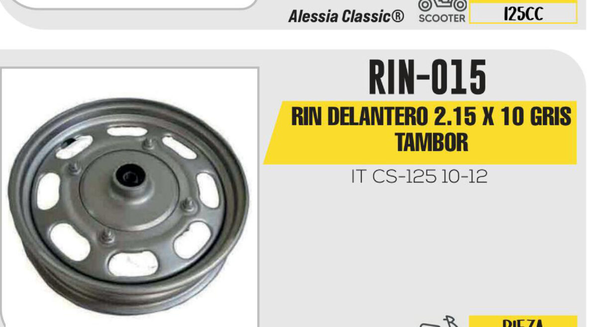 RIN DELANTERO 2.15 X 10 GRIS TAMBOR 10"