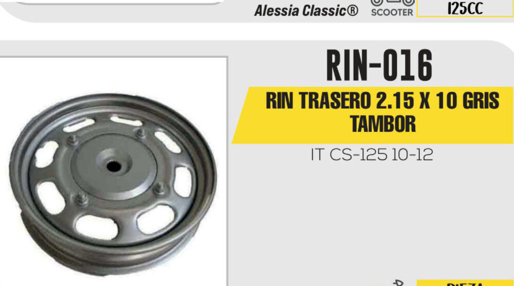RIN TRASERO 2.15 X 10 GRIS TAMBOR 10"