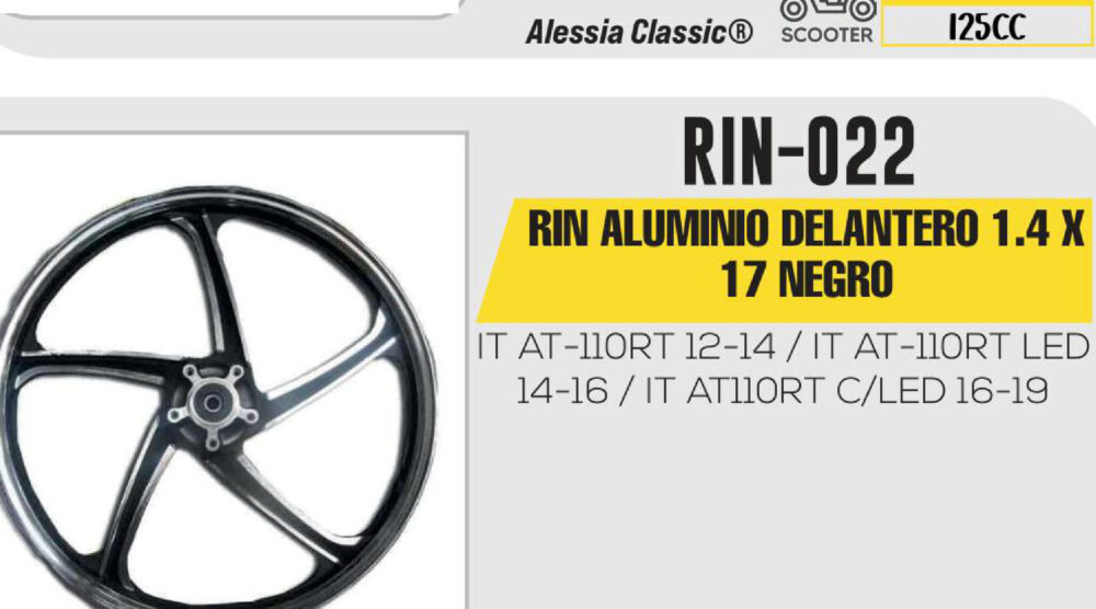RIN ALUMINIO DELANTERO 1.4 X 17 NEGRO 17"