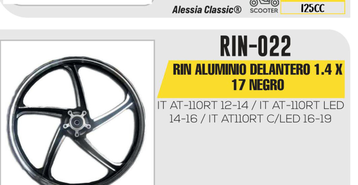 RIN ALUMINIO DELANTERO 1.4 X 17 NEGRO 17"