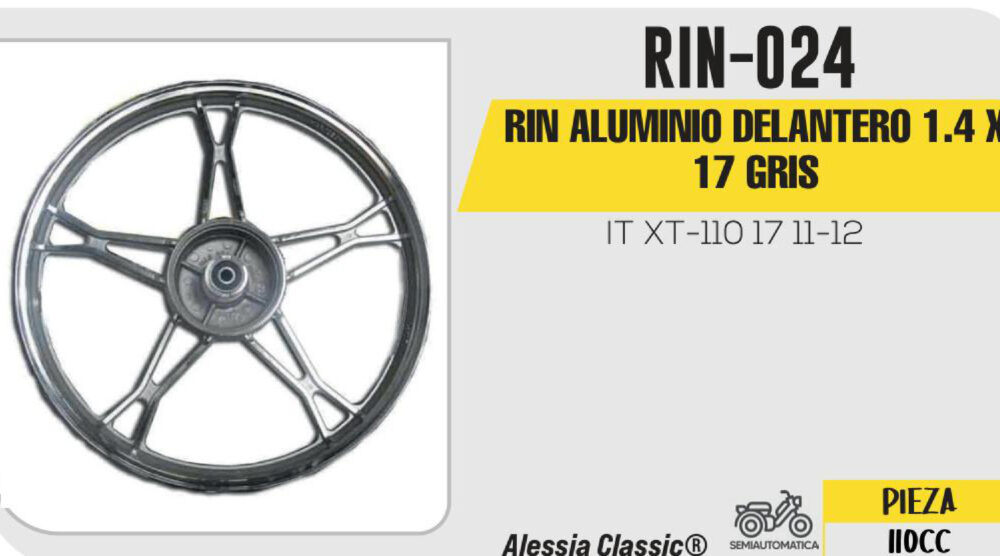 RIN ALUMINIO DELANTERO 1.4 X 17 GRIS 17 "