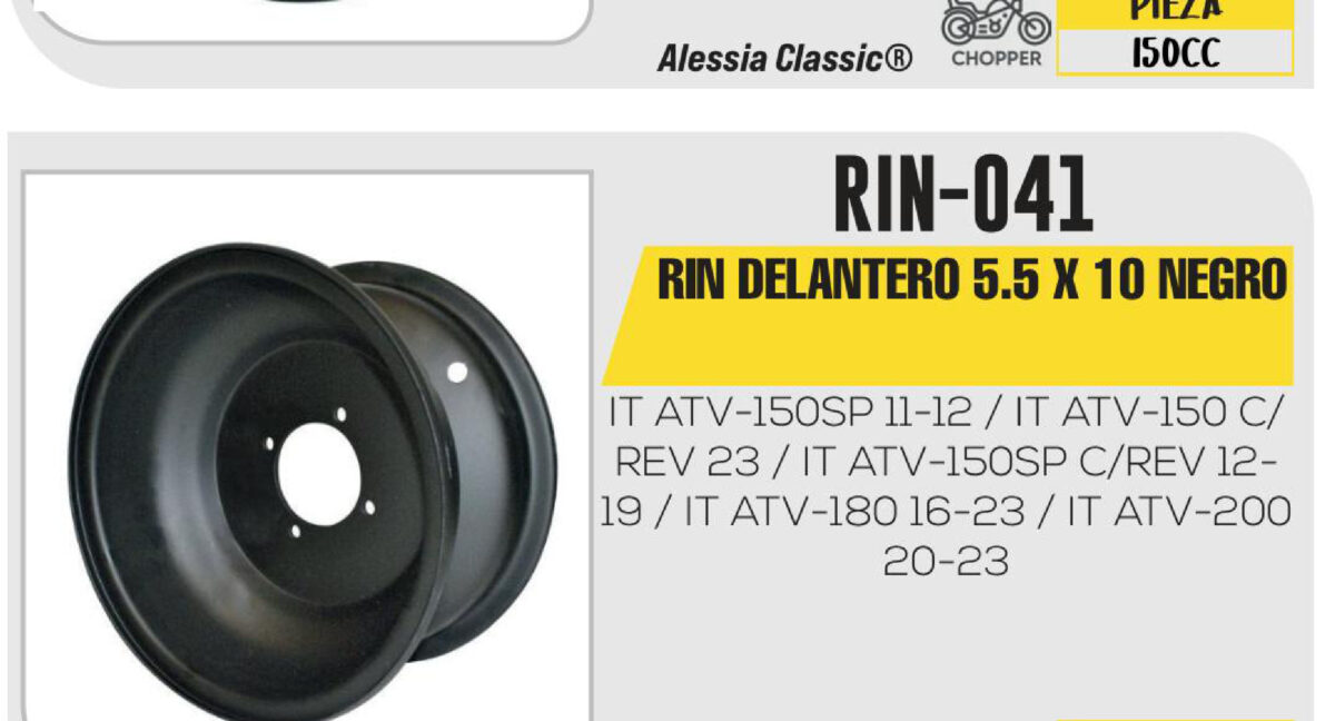RIN DELANTERO 5.5 X 10 NEGRO 10"