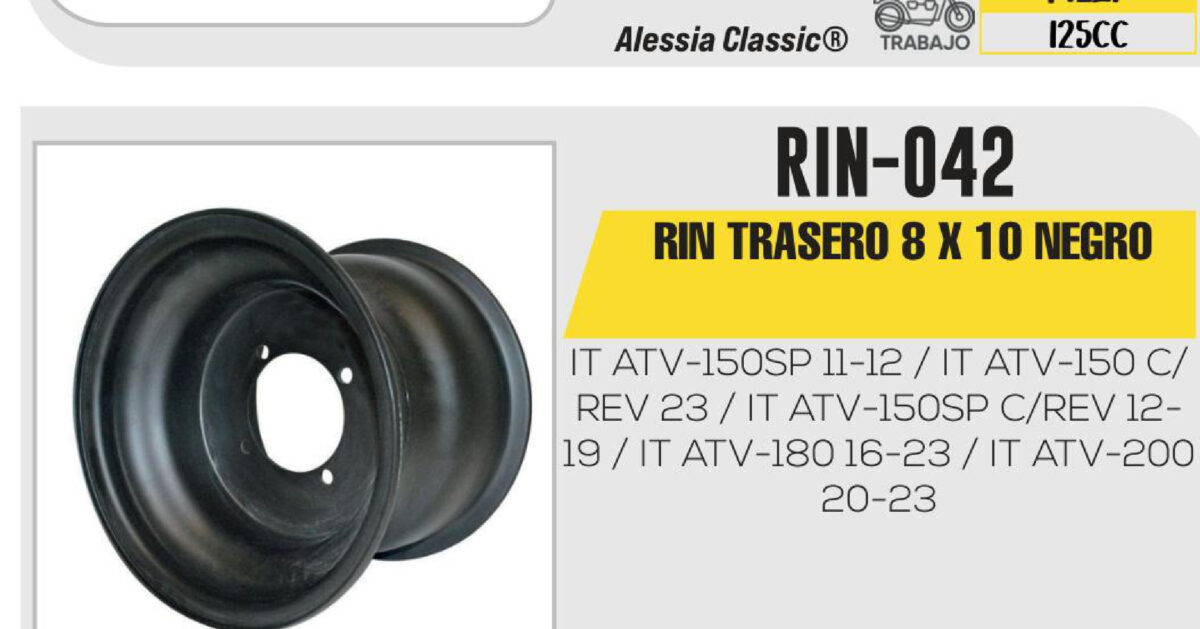 RIN TRASERO 8 X 10 NEGRO 10"