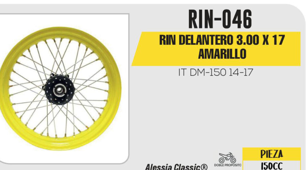 RIN DELANTERO 3.00 X 17 AMARILLO 17"