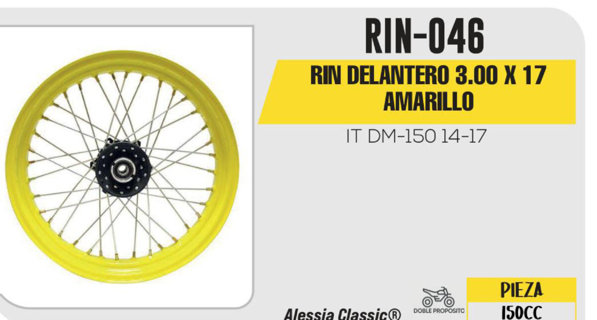 RIN DELANTERO 3.00 X 17 AMARILLO 17"
