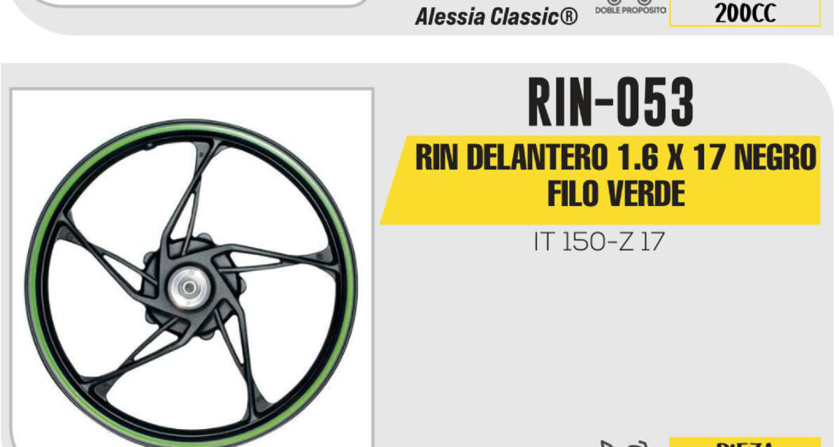 RIN DELANTERO 1.6 X 17 NEGRO FILO VERDE 17"
