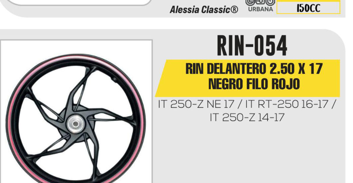 RIN DELANTERO 2.50 X 17 NEGRO FILO ROJO 17"