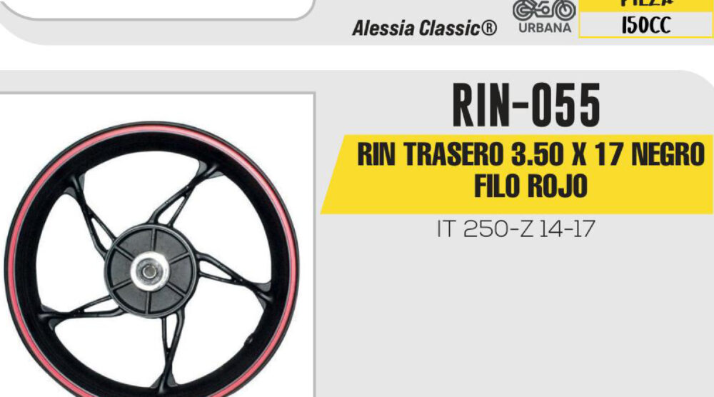 RIN TRASERO 3.50 X 17 NEGRO FILO ROJO 17"