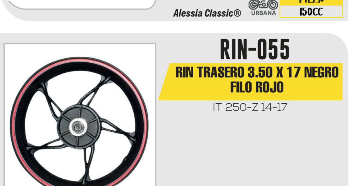 RIN TRASERO 3.50 X 17 NEGRO FILO ROJO 17"