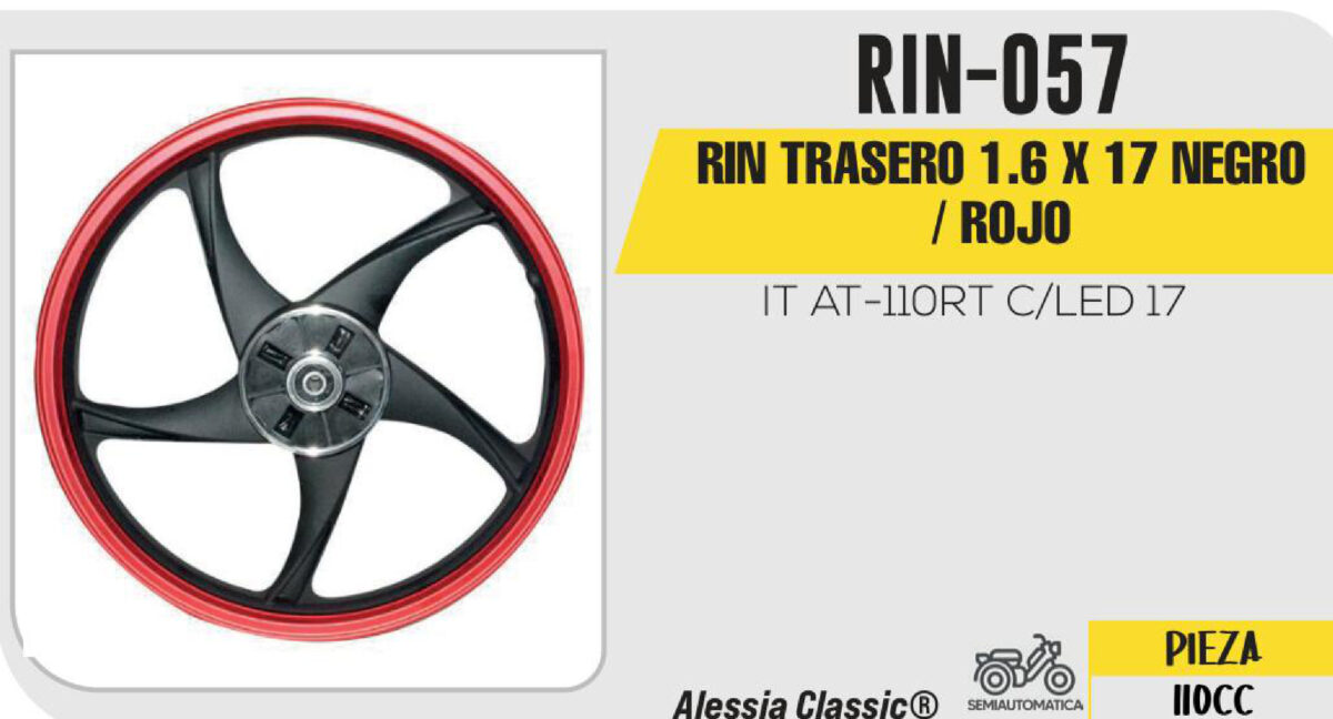 RIN TRASERO 1.6 X 17 NEGRO / ROJO 17"