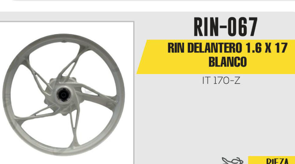 RIN DELANTERO 1.6 X 17 BLANCO 17"