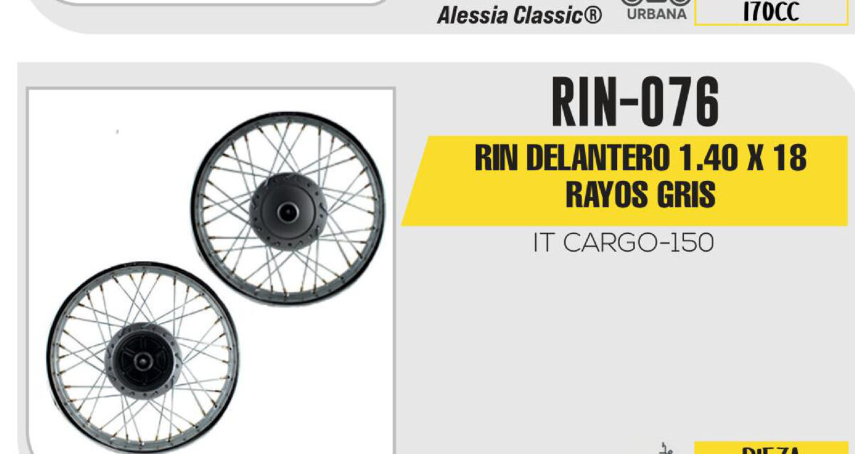 RIN DELANTERO 1.40 X 18 RAYOS GRIS 18"