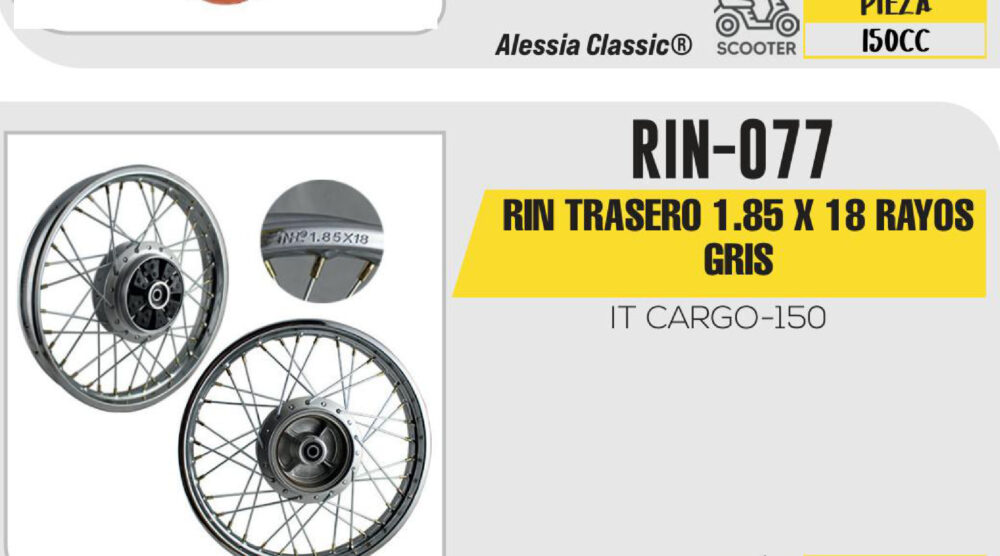 RIN TRASERO 1.85 X 18 RAYOS GRIS 18"