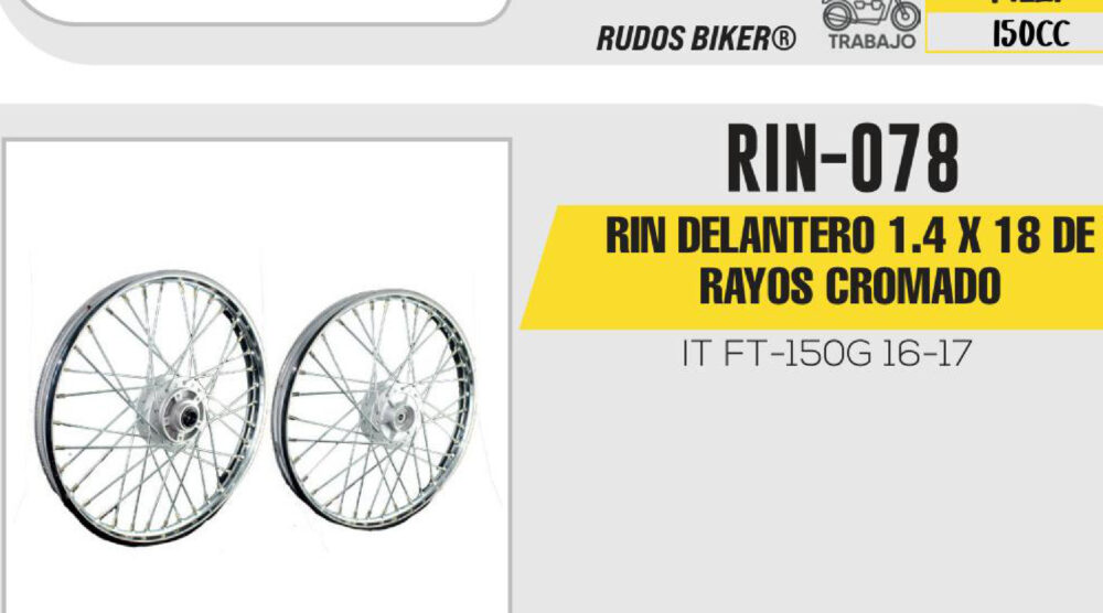 RIN DELANTERO 1.4 X 18 DE RAYOS CROMADO 18"