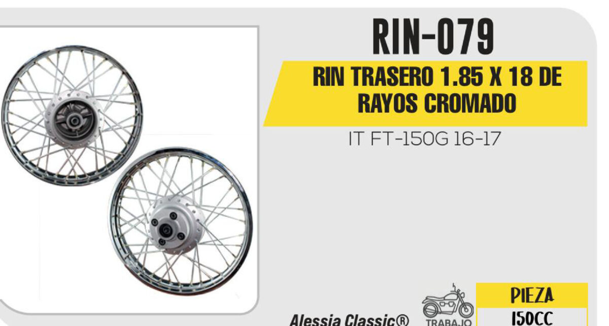RIN TRASERO 1.85 X 18 DE RAYOS CROMADO 18"