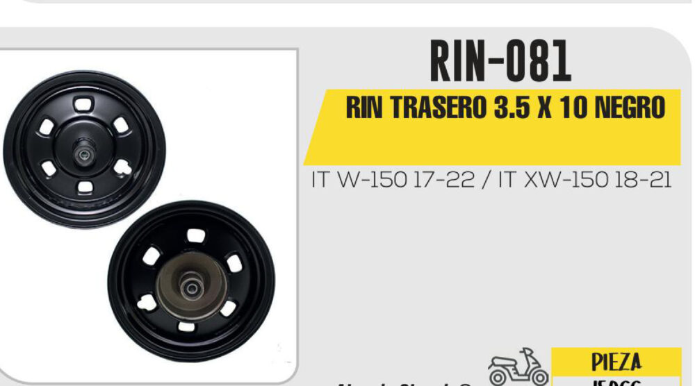 RIN TRASERO 3.5 X 10 NEGRO 10"