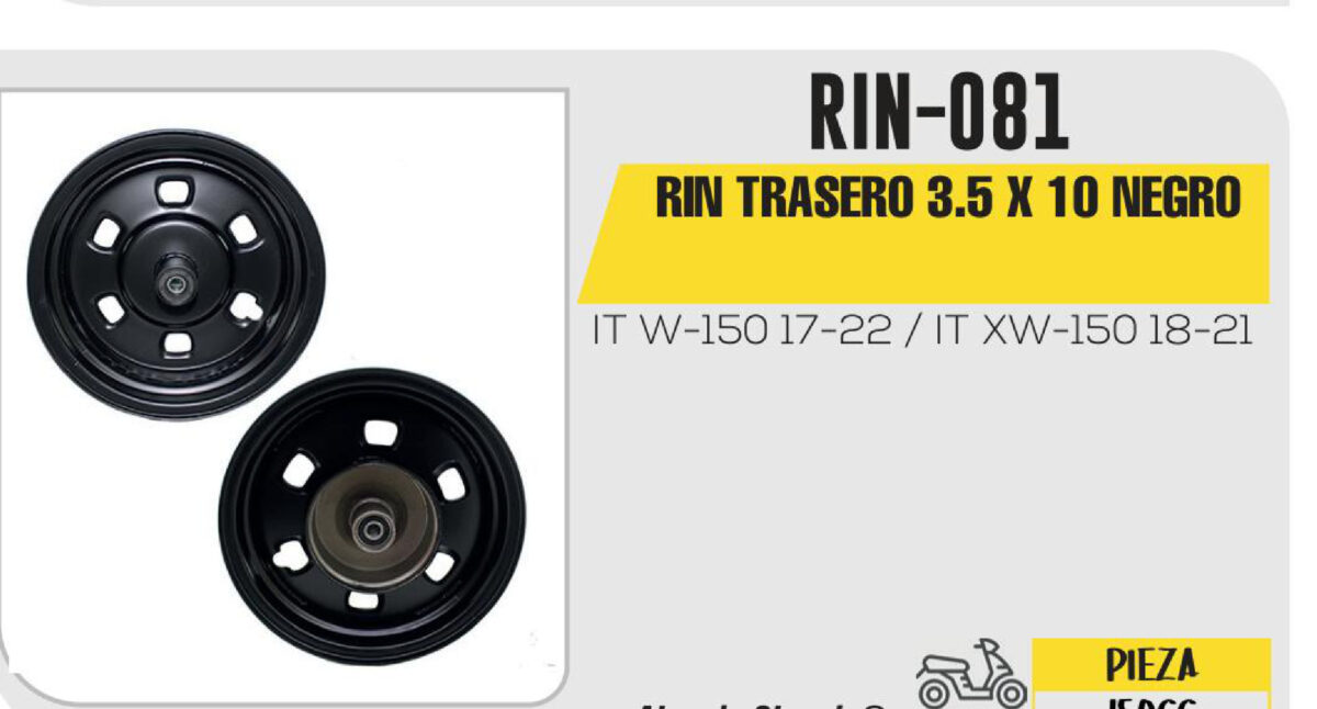 RIN TRASERO 3.5 X 10 NEGRO 10"