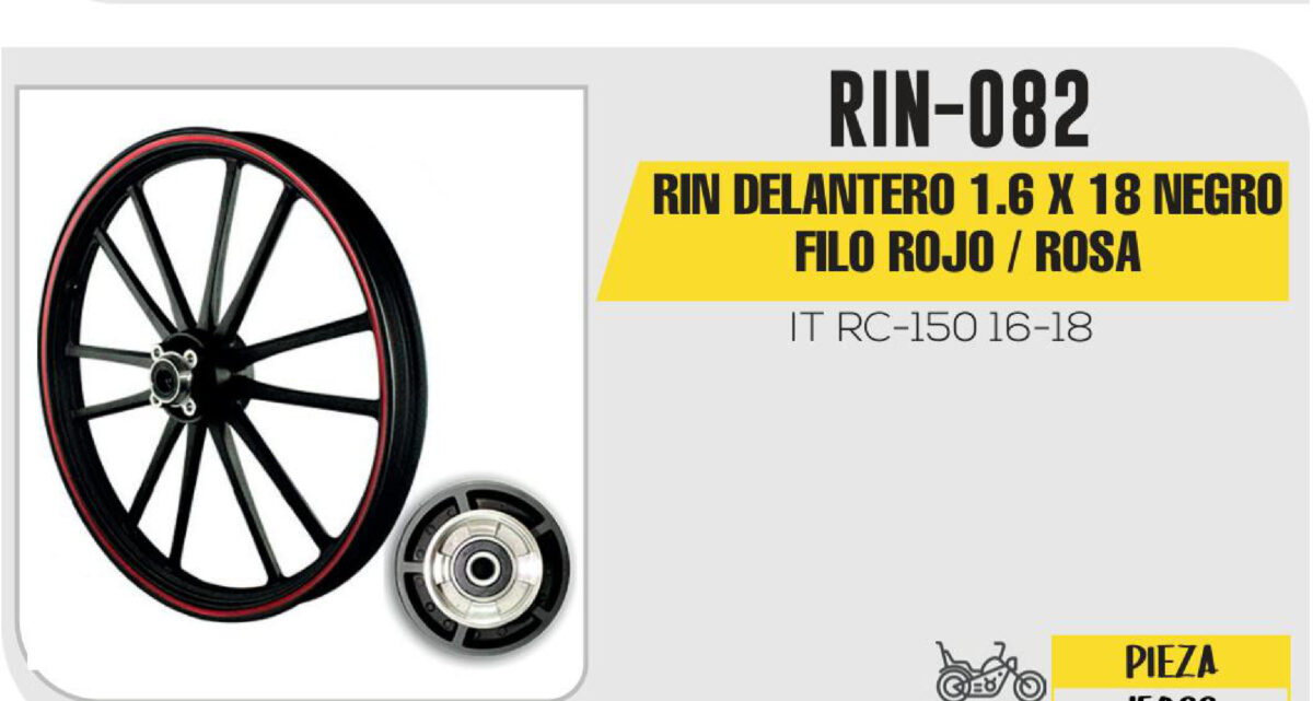 RIN DELANTERO 1.6 X 18 NEGRO FILO ROJO / ROSA 18"