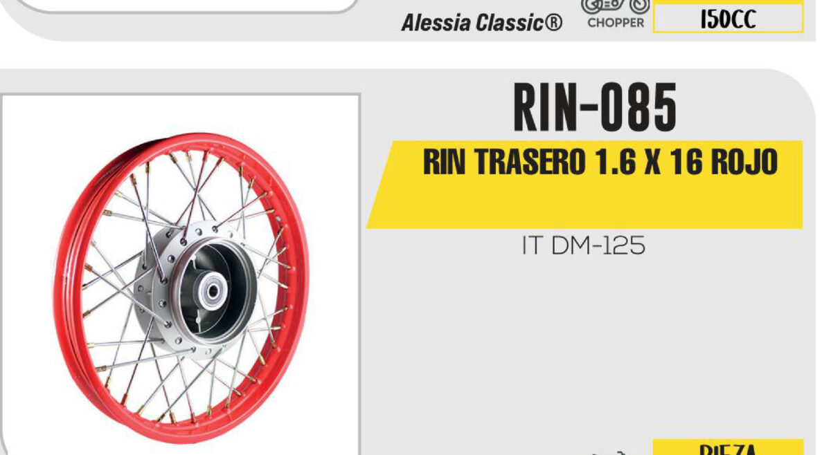 RIN TRASERO 1.6 X 16 ROJO 16"