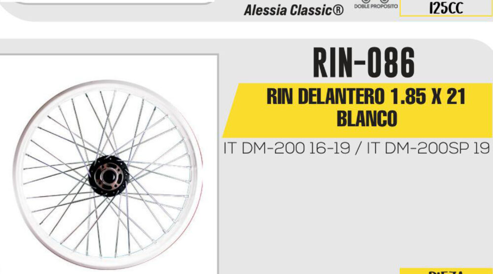 RIN DELANTERO 1.85 X 21 BLANCO 21"