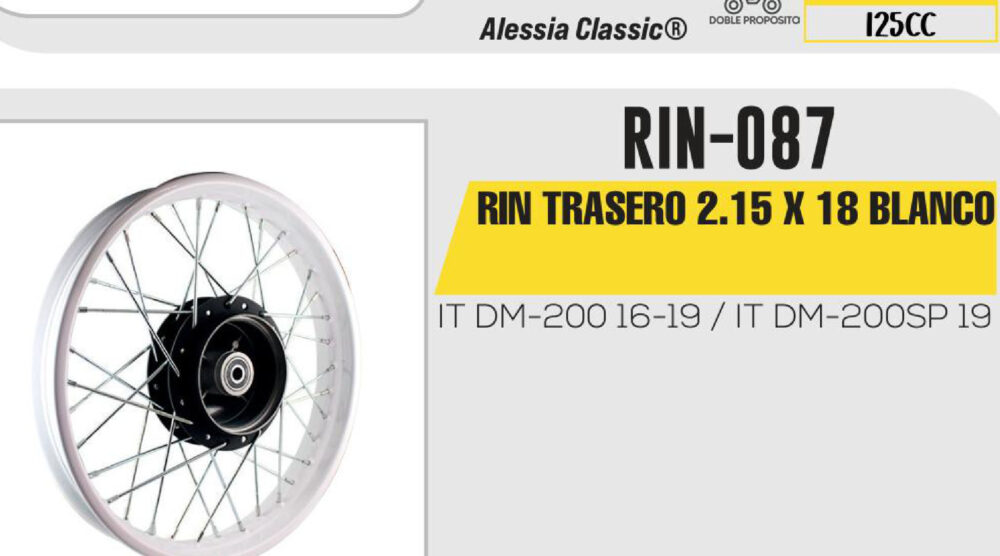 RIN TRASERO 2.15 X 18 BLANCO 18"