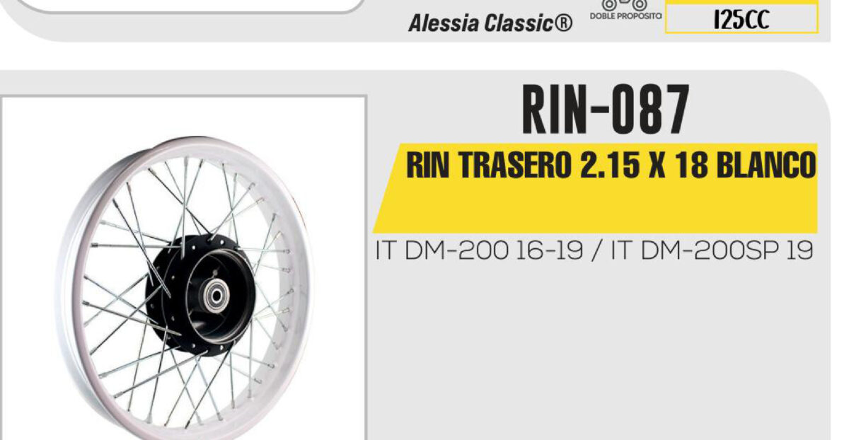 RIN TRASERO 2.15 X 18 BLANCO 18"