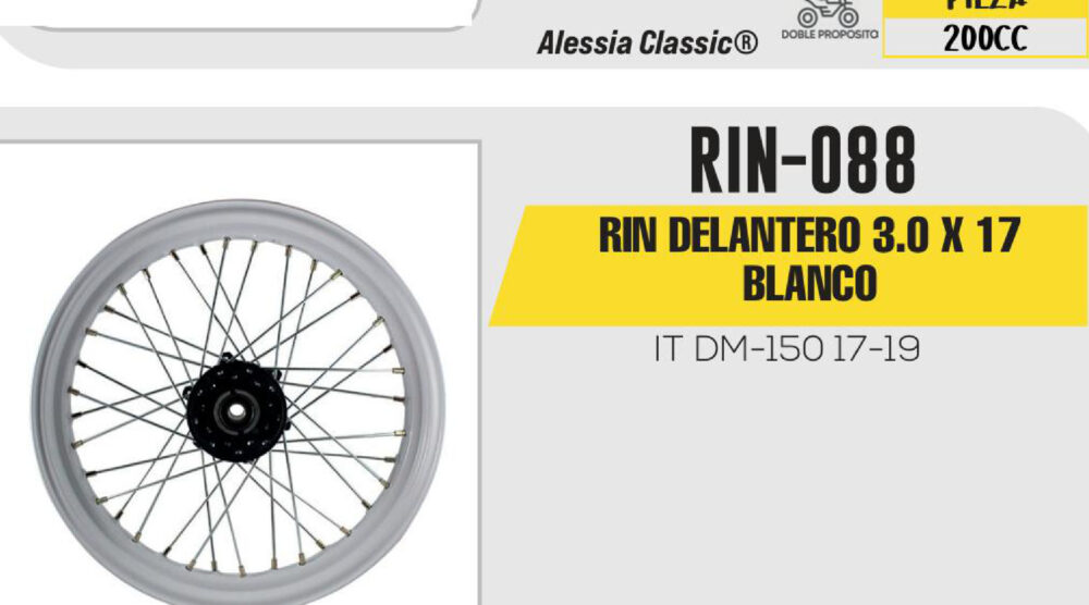 RIN DELANTERO 3.0 X 17 BLANCO 17"