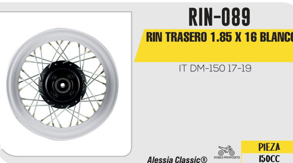 RIN TRASERO BLANCO 16"