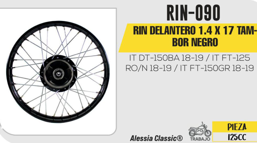RIN DELANTERO 1.4 X 17 TAMBOR NEGRO 17"