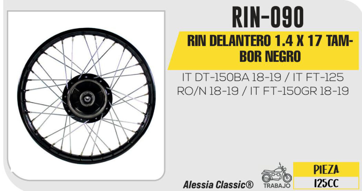 RIN DELANTERO 1.4 X 17 TAMBOR NEGRO 17"