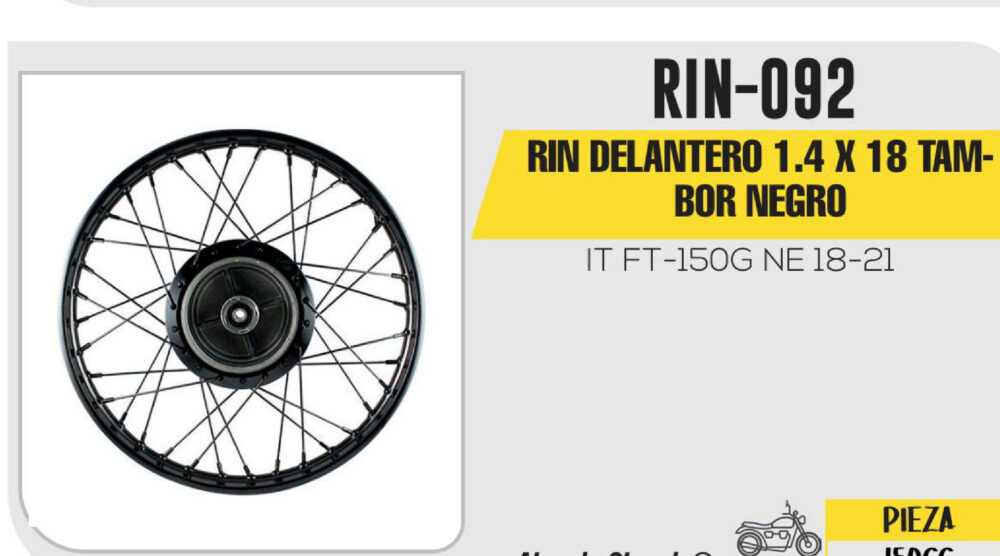 RIN DELANTERO 1.4 X 18 TAMBOR NEGRO 18"