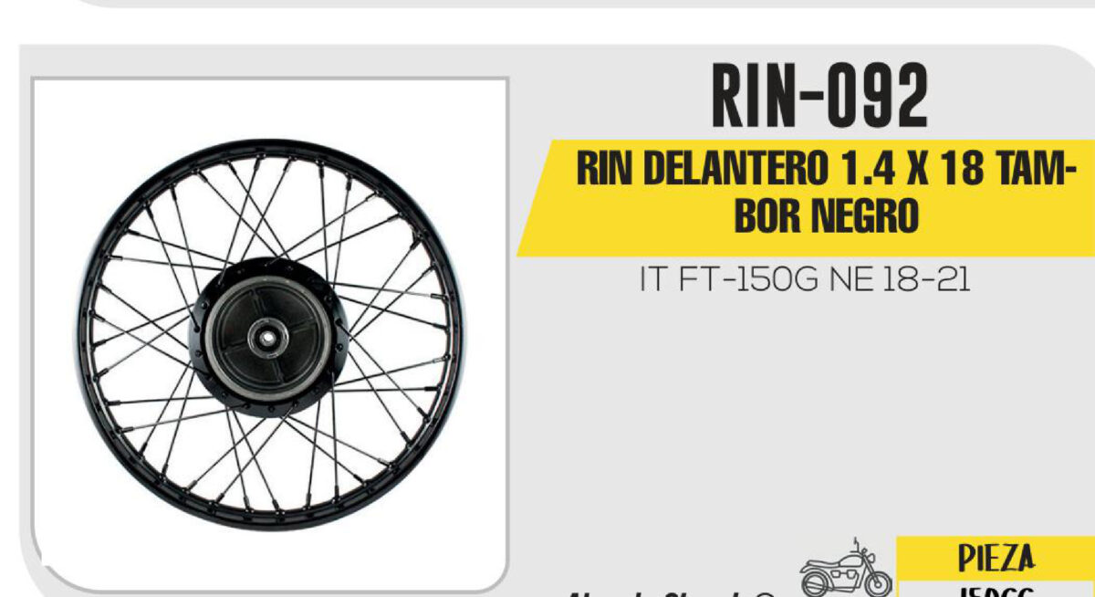 RIN DELANTERO 1.4 X 18 TAMBOR NEGRO 18"