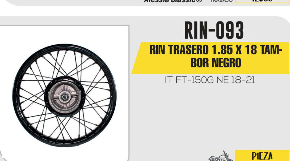 RIN TRASERO 1.85 X 18 TAMBOR NEGRO 18"