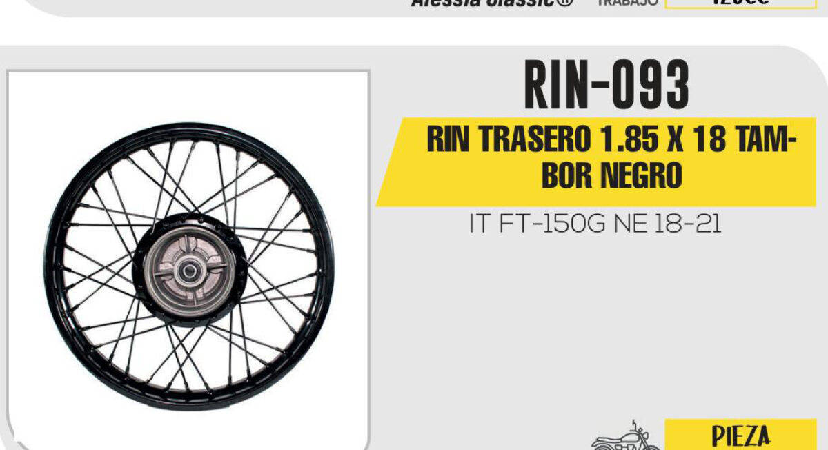RIN TRASERO 1.85 X 18 TAMBOR NEGRO 18"