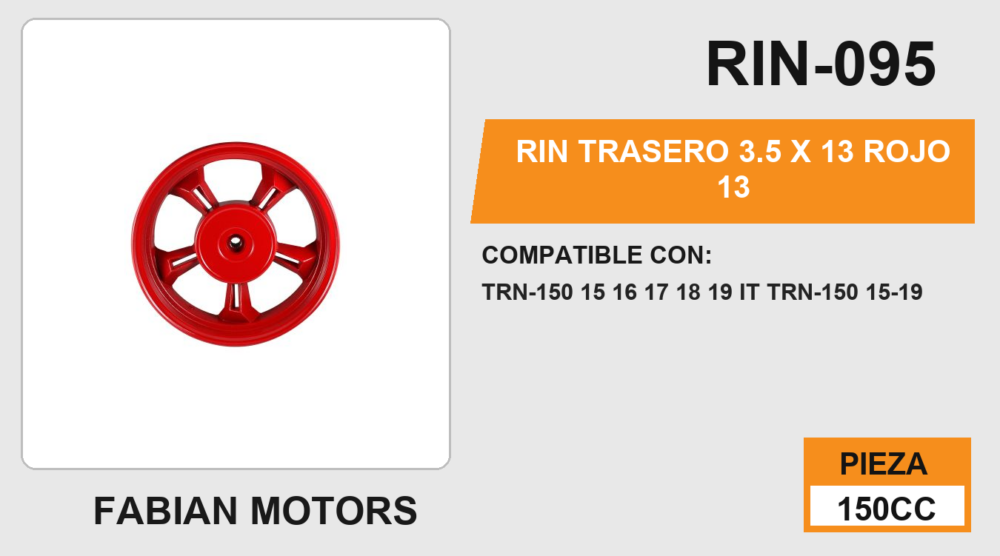 RIN TRASERO 3.5 X 13 ROJO 13"