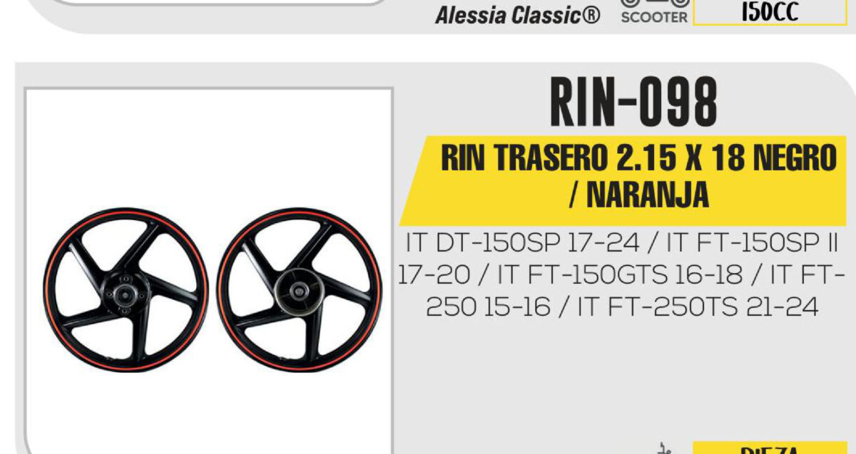 RIN TRASERO 2.15 X 18 NEGRO / NARANJA 18"
